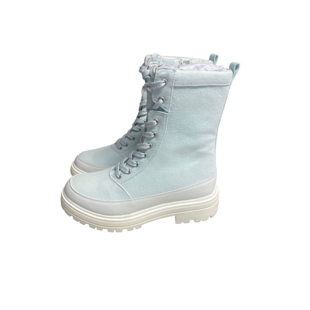 Free People Pale Blue Lace-Up Platform Combat Boots